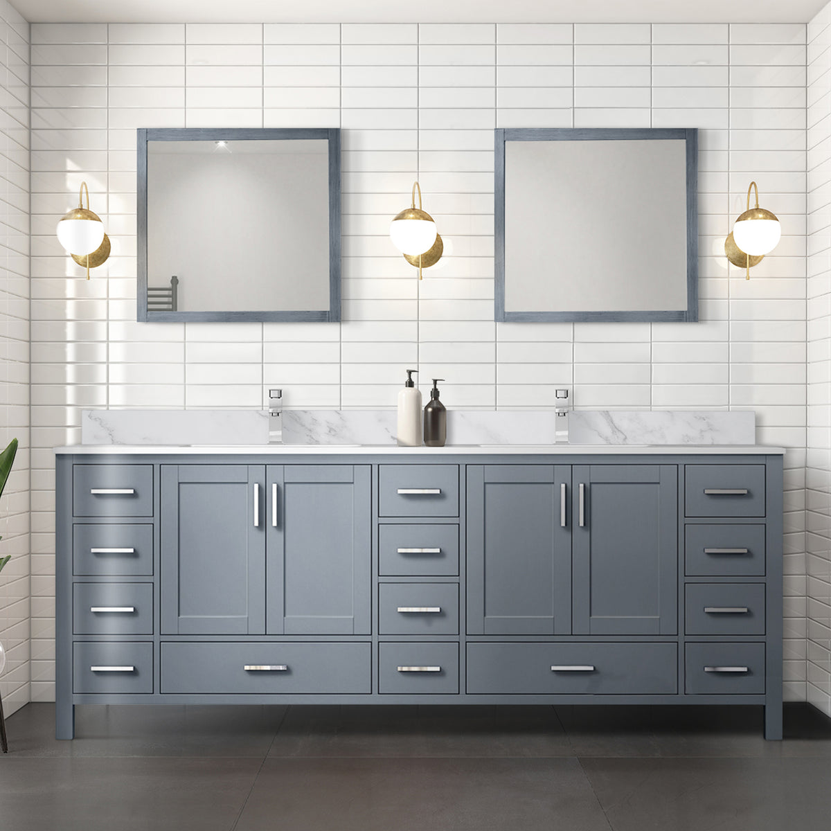 Lexora Jacques 84 in. Dark Grey Double Sink Bath Vanity