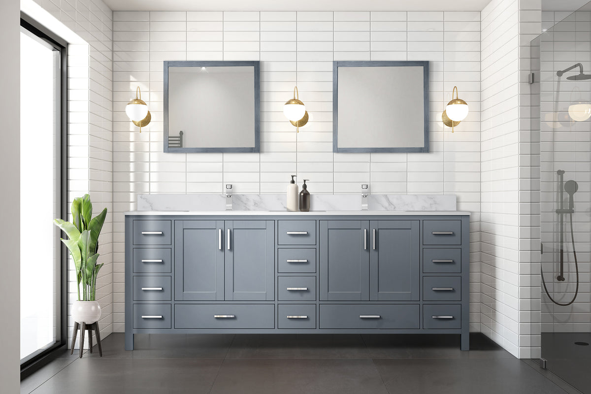 Lexora Jacques 84 in. Dark Grey Double Sink Bath Vanity