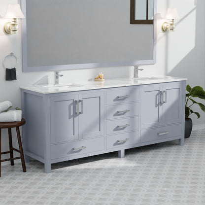 Lexora Jacques 84 in. Dark Grey Double Sink Bath Vanity