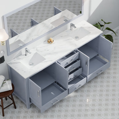Lexora Jacques 84 in. Dark Grey Double Sink Bath Vanity