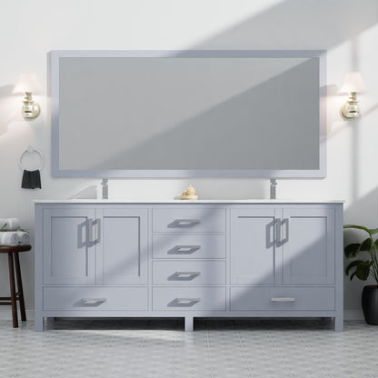 Lexora Jacques 84 in. Dark Grey Double Sink Bath Vanity