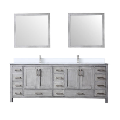 Lexora Jacques 84 in. Distressed Grey Double Sink Bath Vanity