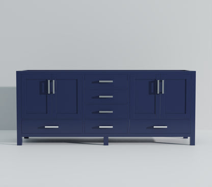 Lexora Jacques 84 in. Navy Blue Double Sink Bath Vanity