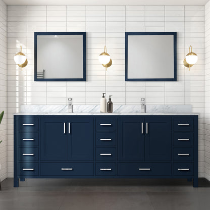 Lexora Jacques 84 in. Navy Blue Double Sink Bath Vanity