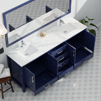 Lexora Jacques 84 in. Navy Blue Double Sink Bath Vanity