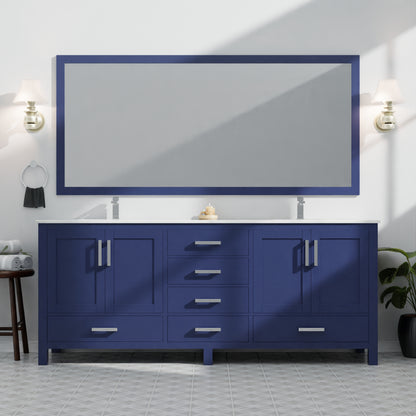 Lexora Jacques 84 in. Navy Blue Double Sink Bath Vanity