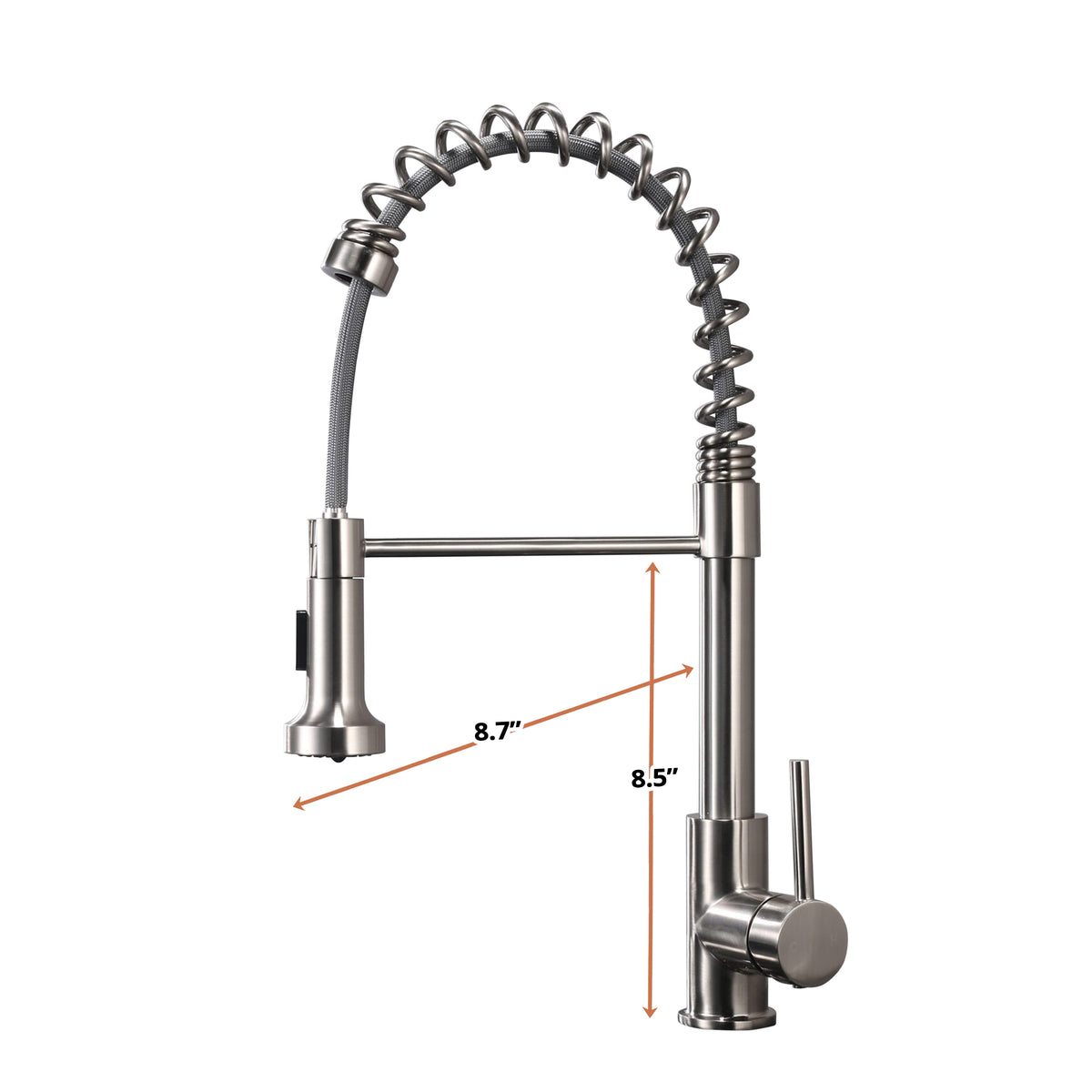 Lexora Lanuvio Brass Single-Handle Pull-Down Spray Kitchen Faucet in Brushed Nickel