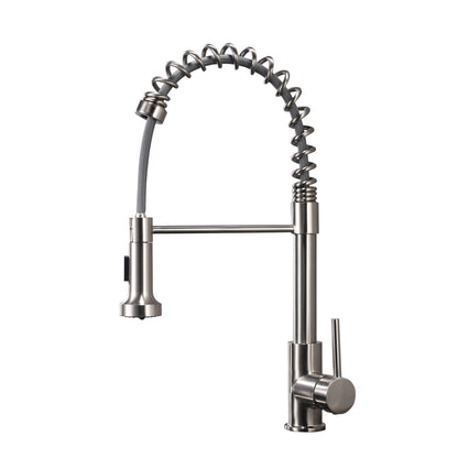 Lexora Lanuvio Brass Single-Handle Pull-Down Spray Kitchen Faucet in Brushed Nickel