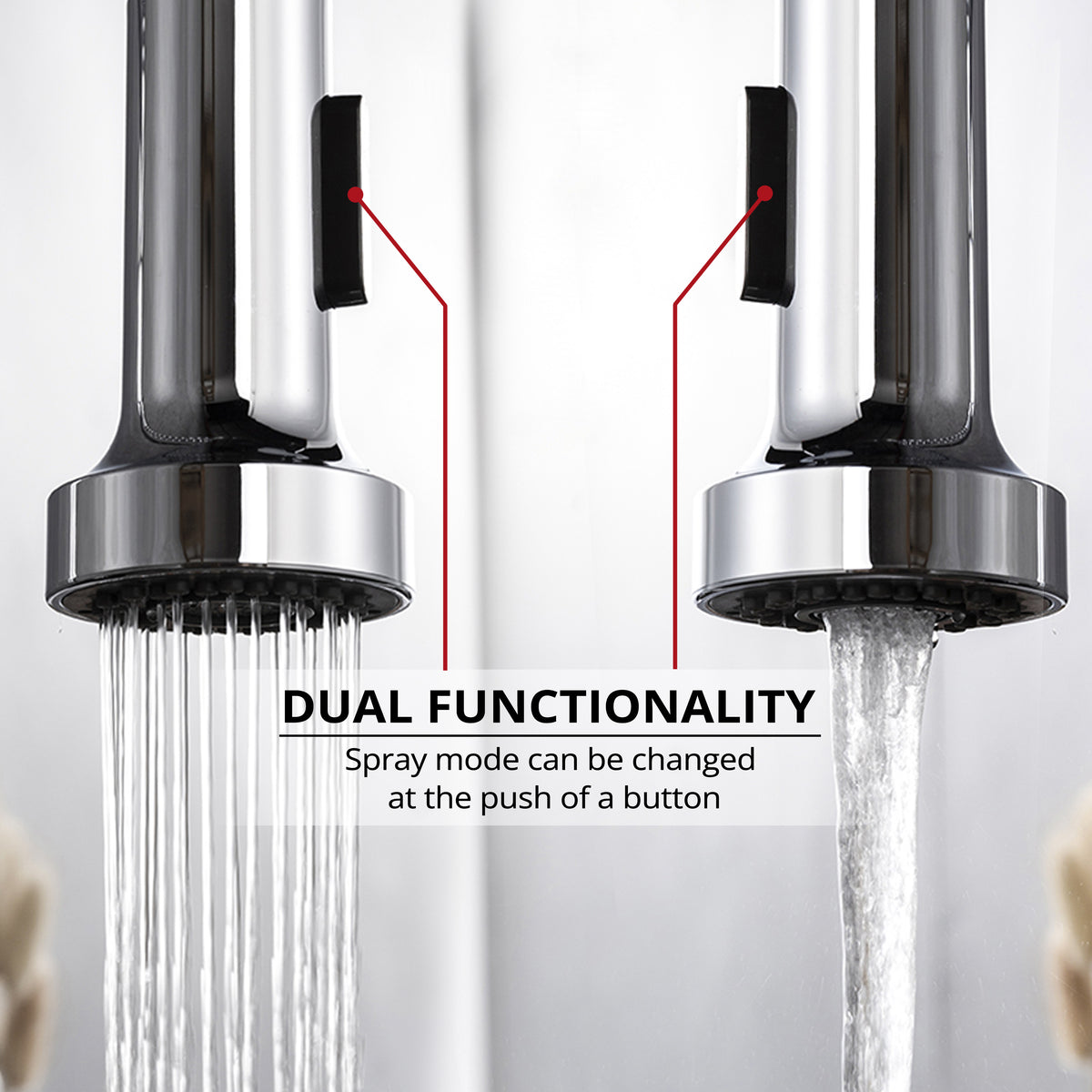 Lexora Lanuvio Brass Single-Handle Pull-Down Spray Kitchen Faucet in Chrome