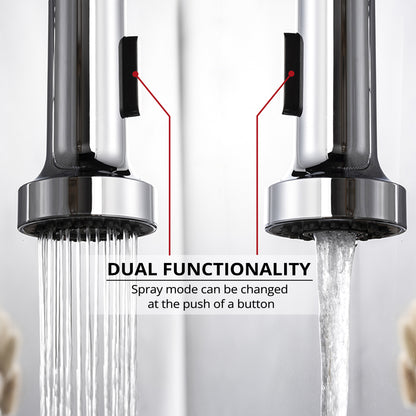 Lexora Lanuvio Brass Single-Handle Pull-Down Spray Kitchen Faucet in Chrome