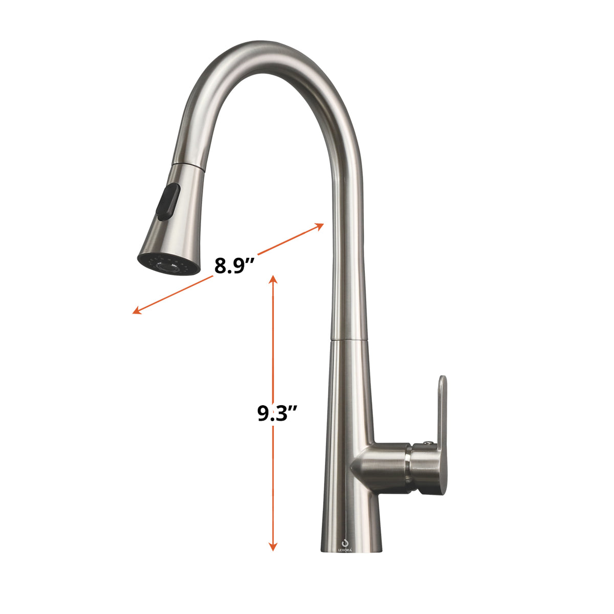 Lexora Furio Brass Single-Handle Pull-Down Spray Kitchen Faucet in Brushed Nickel