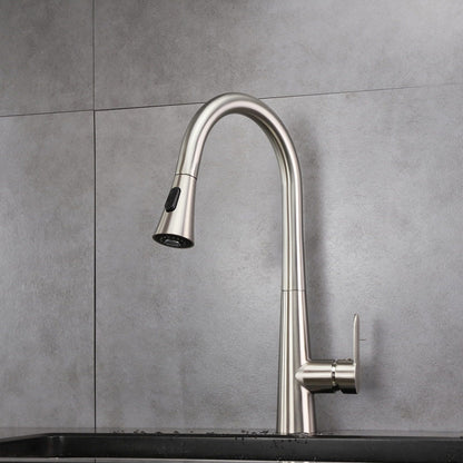 Lexora Furio Brass Single-Handle Pull-Down Spray Kitchen Faucet in Brushed Nickel