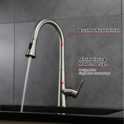 Lexora Furio Brass Single-Handle Pull-Down Spray Kitchen Faucet in Brushed Nickel