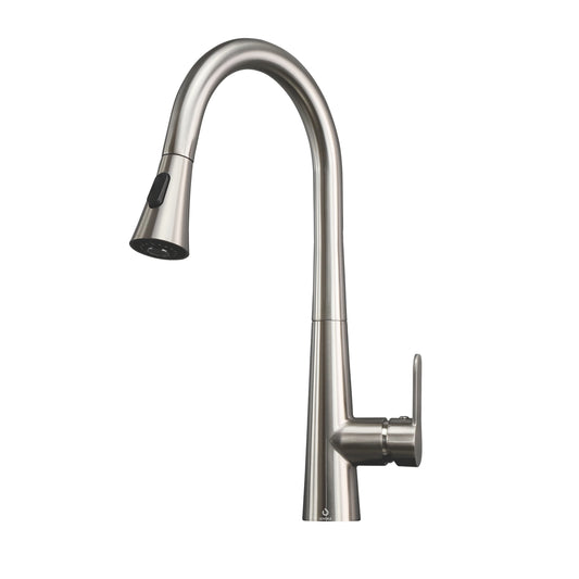 Lexora Furio Brass Single-Handle Pull-Down Spray Kitchen Faucet in Brushed Nickel