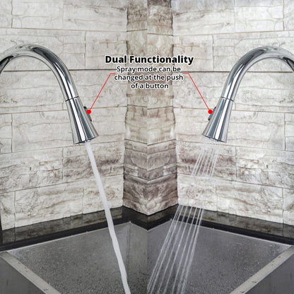 Lexora Furio Brass Single-Handle Pull-Down Spray Kitchen Faucet in Chrome