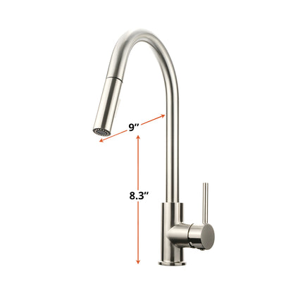 Lexora Olivi Brass Single-Handle Pull-Down Spray Kitchen Faucet in Brushed Nickel