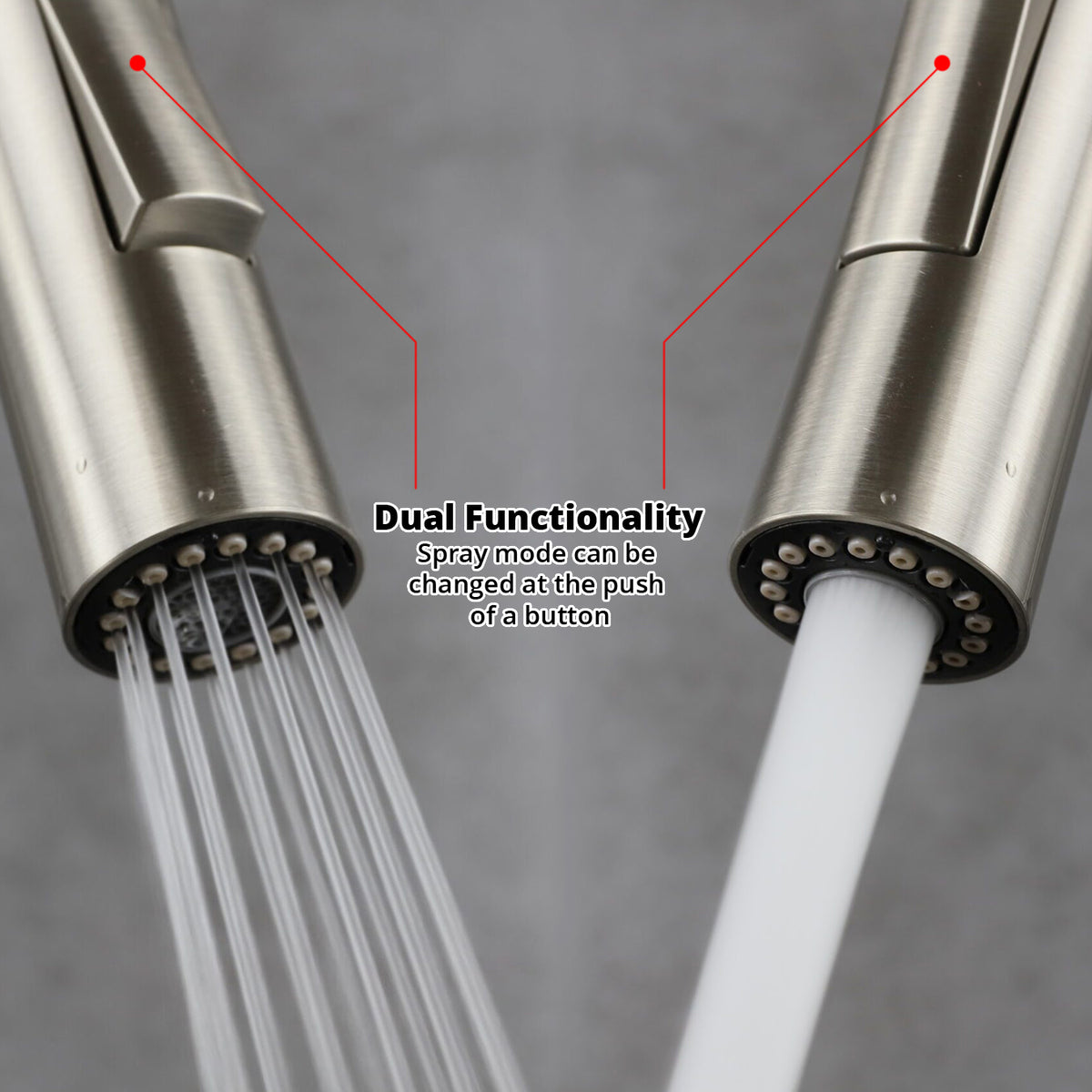 Lexora Olivi Brass Single-Handle Pull-Down Spray Kitchen Faucet in Brushed Nickel