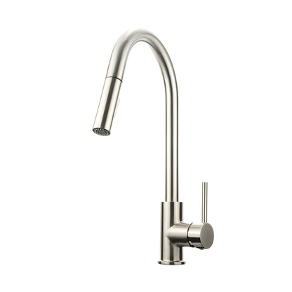 Lexora Olivi Brass Single-Handle Pull-Down Spray Kitchen Faucet in Brushed Nickel