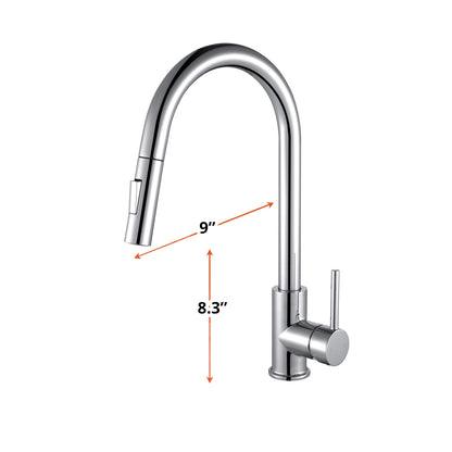 Lexora Olivi Brass Single-Handle Pull-Down Spray Kitchen Faucet in Chrome