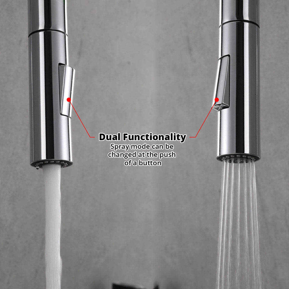 Lexora Olivi Brass Single-Handle Pull-Down Spray Kitchen Faucet in Chrome