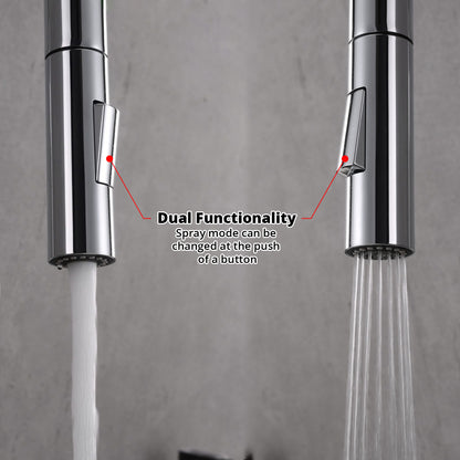 Lexora Olivi Brass Single-Handle Pull-Down Spray Kitchen Faucet in Chrome