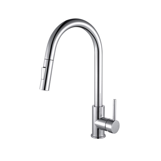 Lexora Olivi Brass Single-Handle Pull-Down Spray Kitchen Faucet in Chrome
