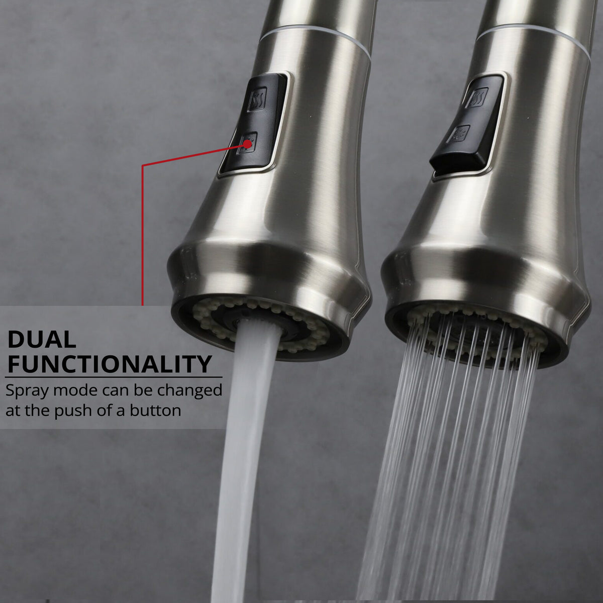 Lexora Garbatella Brass Single-Handle Pull-Down Spray Kitchen Faucet in Brushed Nickel