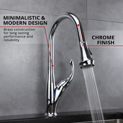 Lexora Garbatella Brass Single-Handle Pull-Down Spray Kitchen Faucet in Chrome