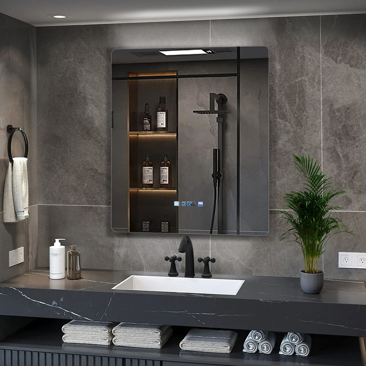 Lexora Lugano 30 in. W x 32 in. H LED Bathroom Vanity Mirror