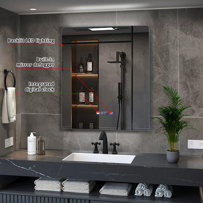 Lexora Lugano 30 in. W x 32 in. H LED Bathroom Vanity Mirror