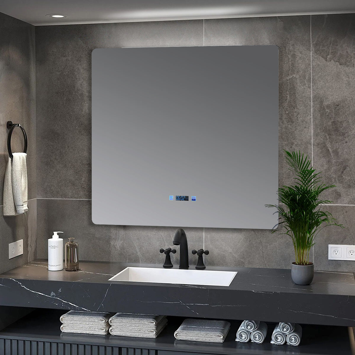 Lexora Lugano 36 in. W x 32 in. H LED Bathroom Vanity Mirror