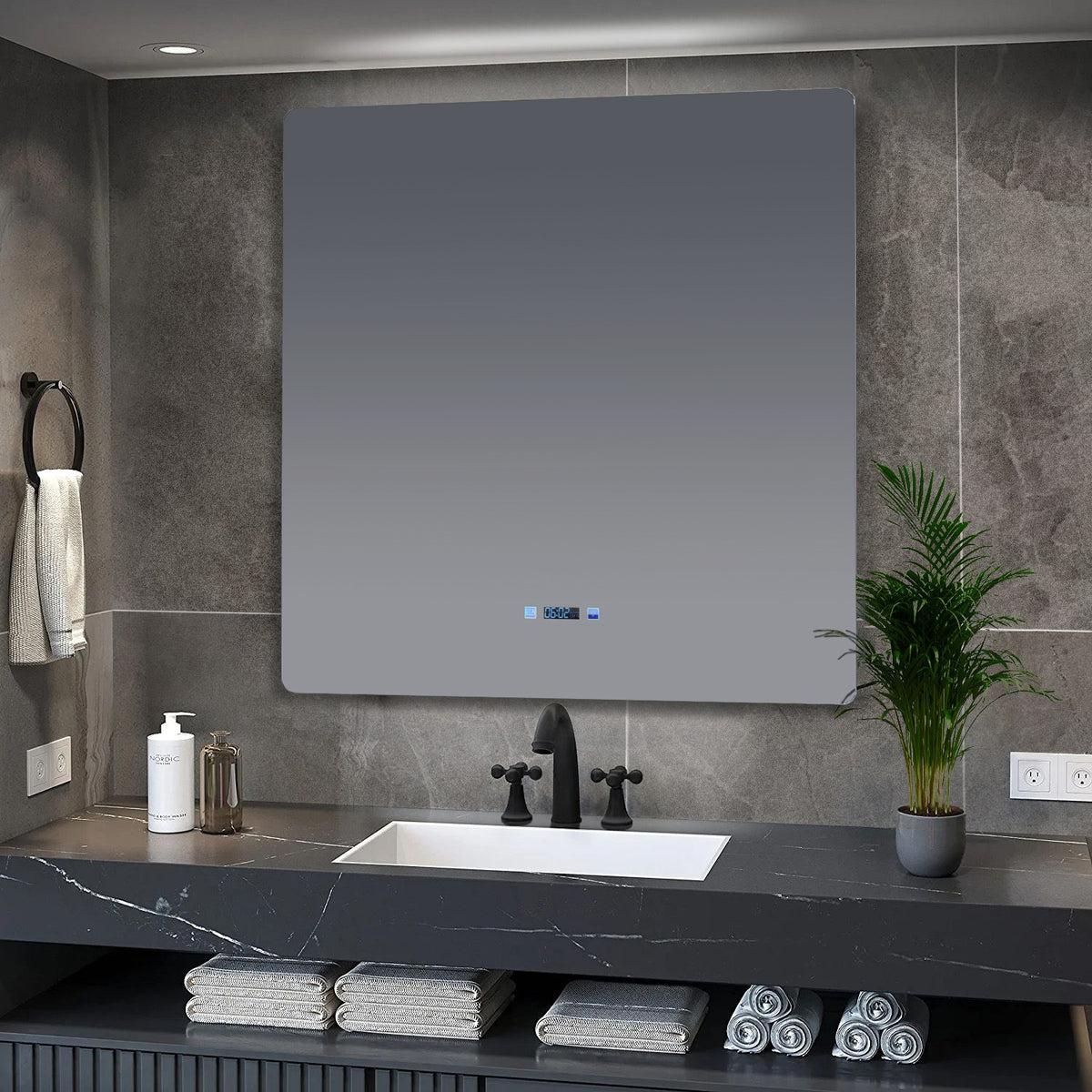 Lexora Lugano 36 in. W x 36 in. H LED Bathroom Vanity Mirror