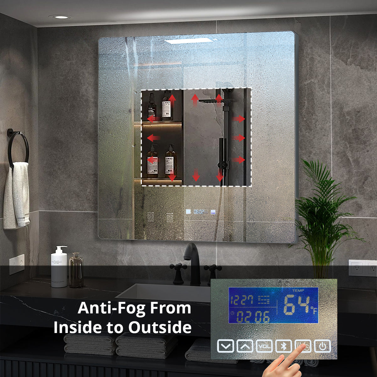 Lexora Lugano 36 in. W x 36 in. H LED Bathroom Vanity Mirror
