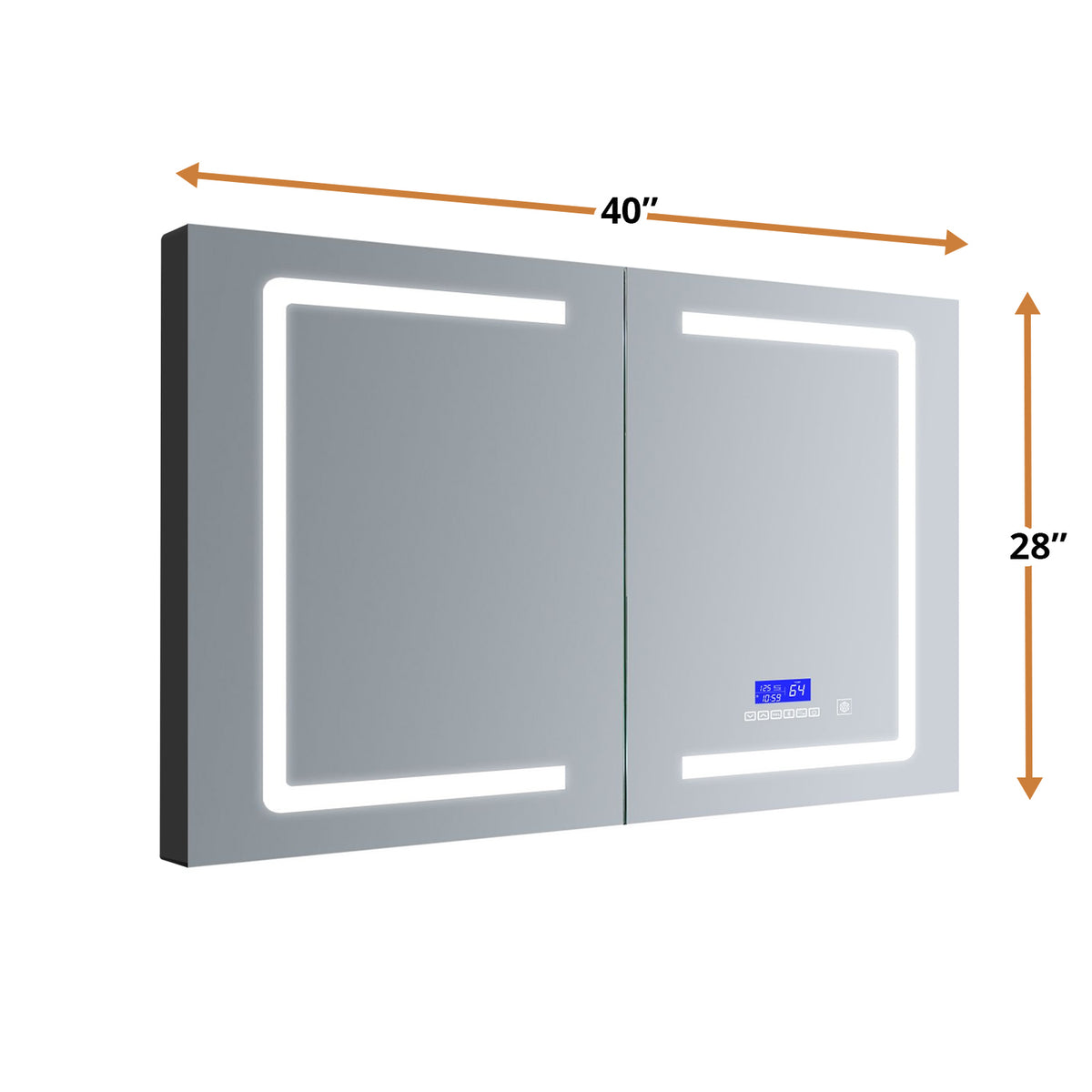 Lexora Lesina 40 in. W x 28 in. H Surface-Mount LED Mirror Medicine Cabinet with Defogger