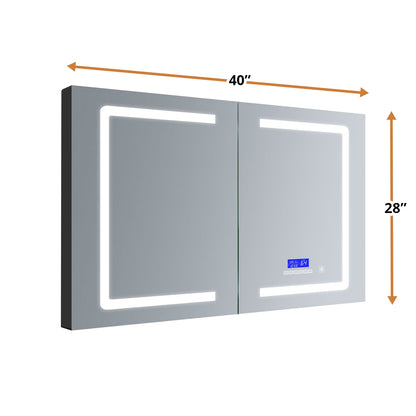 Lexora Lesina 40 in. W x 28 in. H Surface-Mount LED Mirror Medicine Cabinet with Defogger
