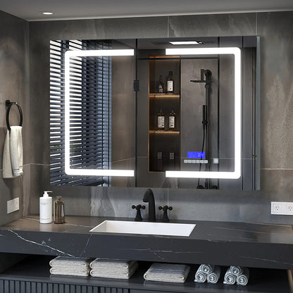 Lexora Lesina 40 in. W x 28 in. H Surface-Mount LED Mirror Medicine Cabinet with Defogger