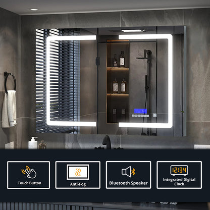 Lexora Lesina 40 in. W x 28 in. H Surface-Mount LED Mirror Medicine Cabinet with Defogger