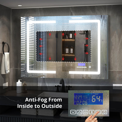 Lexora Lesina 40 in. W x 28 in. H Surface-Mount LED Mirror Medicine Cabinet with Defogger