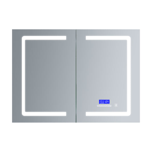 Lexora Lesina 40 in. W x 28 in. H Surface-Mount LED Mirror Medicine Cabinet with Defogger
