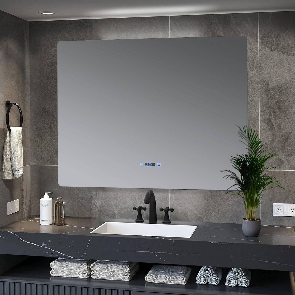 Lexora Lugano 42 in. W x 32 in. H LED Bathroom Vanity Mirror