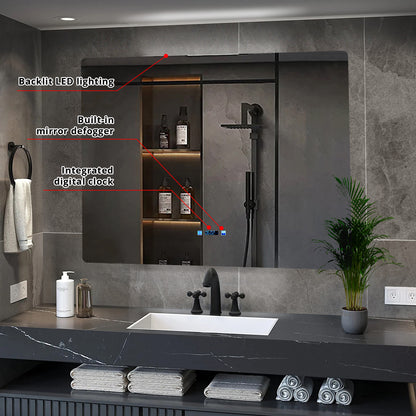 Lexora Lugano 42 in. W x 32 in. H LED Bathroom Vanity Mirror