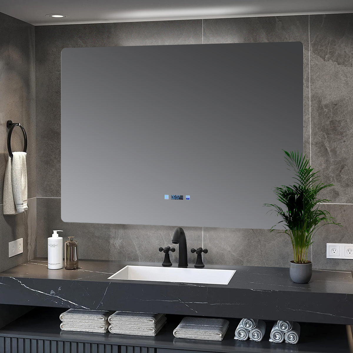 Lexora Lugano 48 in. W x 32 in. H LED Bathroom Vanity Mirror