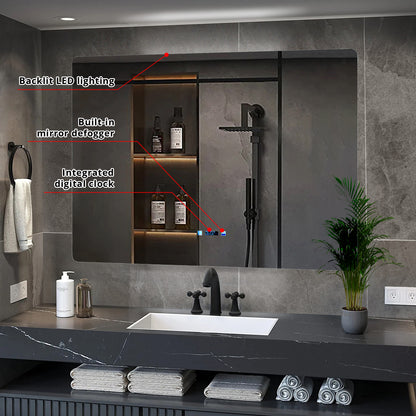 Lexora Lugano 48 in. W x 32 in. H LED Bathroom Vanity Mirror