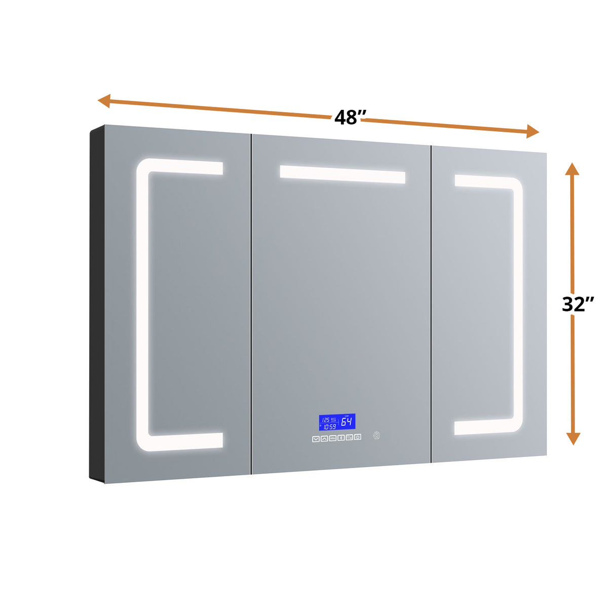 Lexora Lesina 48 in. W x 32 in. H Surface-Mount LED Mirror Medicine Cabinet with Defogger
