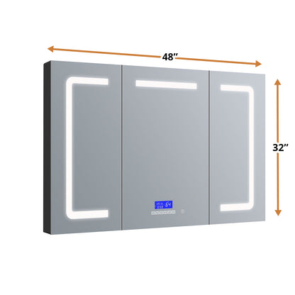Lexora Lesina 48 in. W x 32 in. H Surface-Mount LED Mirror Medicine Cabinet with Defogger
