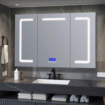 Lexora Lesina 48 in. W x 32 in. H Surface-Mount LED Mirror Medicine Cabinet with Defogger
