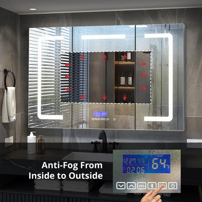 Lexora Lesina 48 in. W x 32 in. H Surface-Mount LED Mirror Medicine Cabinet with Defogger