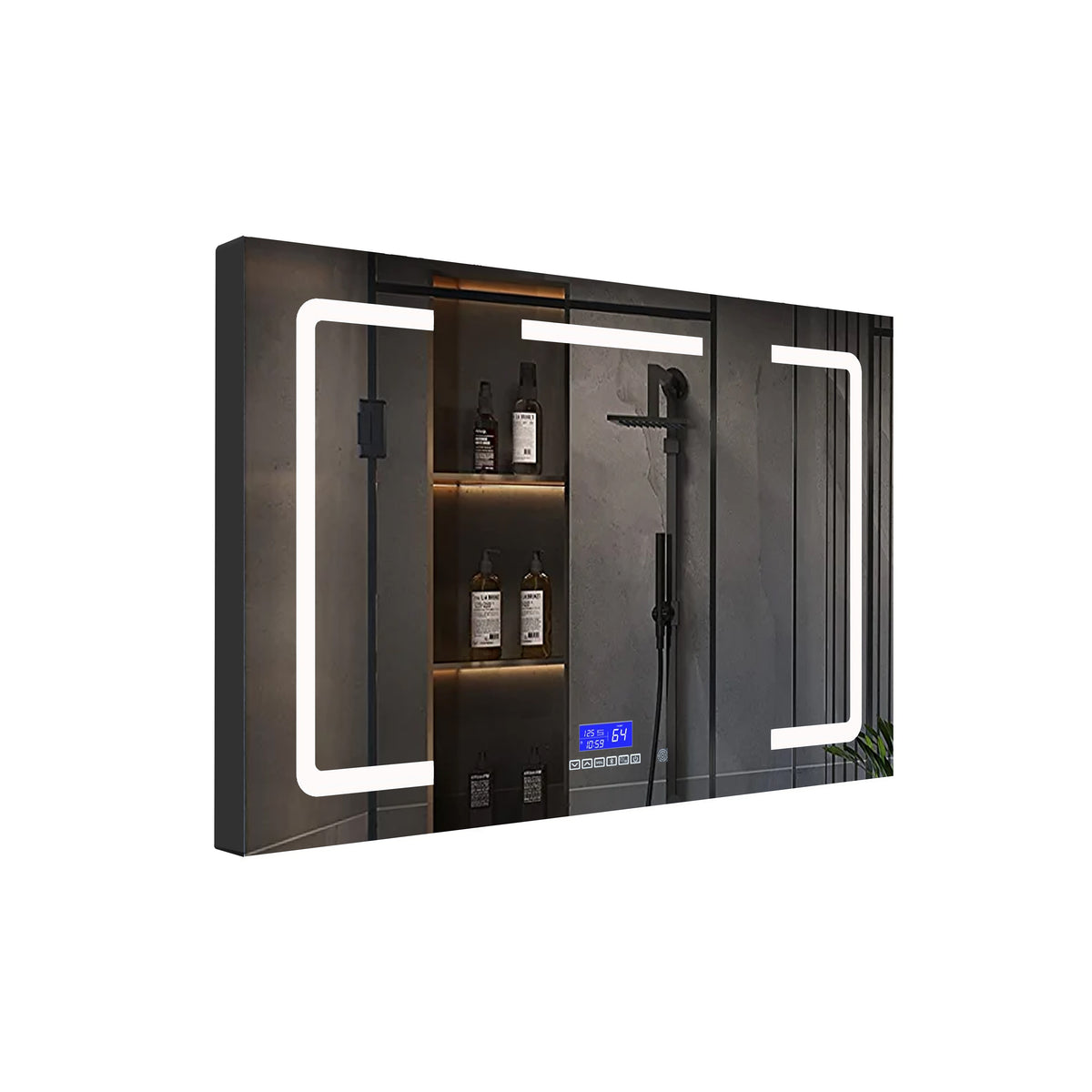 Lexora Lesina 48 in. W x 32 in. H Surface-Mount LED Mirror Medicine Cabinet with Defogger