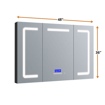 Lexora Lesina 48 in. W x 36 in. H Surface-Mount LED Mirror Medicine Cabinet with Defogger