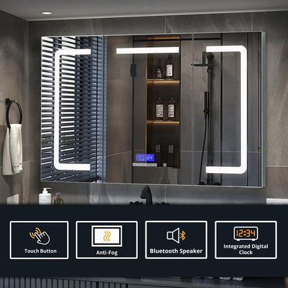Lexora Lesina 48 in. W x 36 in. H Surface-Mount LED Mirror Medicine Cabinet with Defogger
